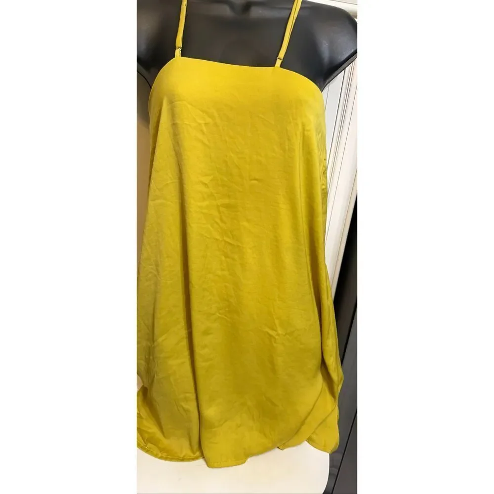 Forever 21 Contemporary Women's Halter Cross Back Cami Slip Dress Mustard Small